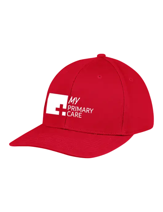 Premium Modern Structured Twill Red Snapback Cap w/My Primary Care Logo