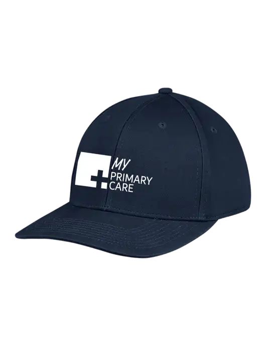 Premium Modern Structured Twill Navy Snapback Cap w/My Primary Care Logo