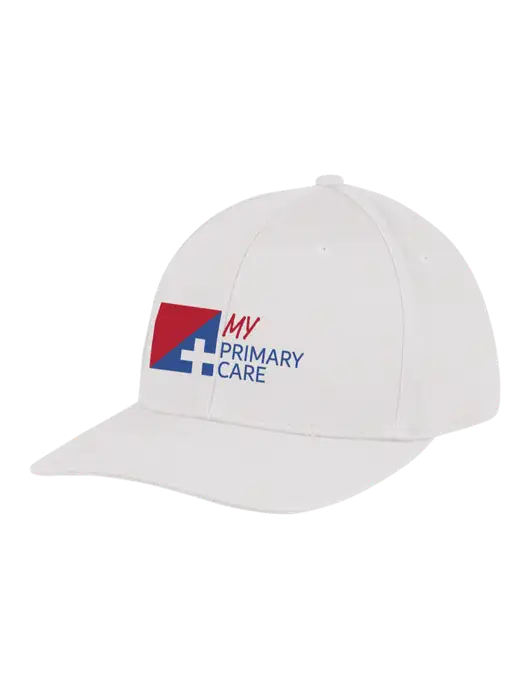 Premium Modern Structured Twill White Snapback Cap w/My Primary Care Logo