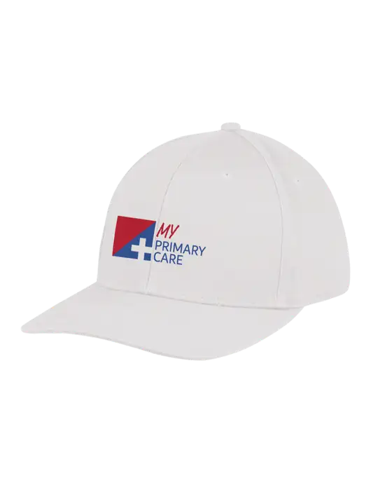 Premium Modern Structured Twill White Snapback Cap w/My Primary Care Logo