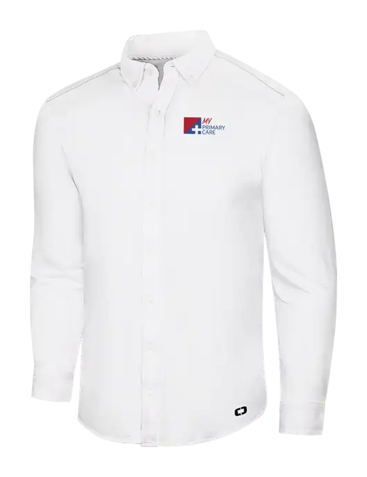 OGIO Bright White Modern Code Stretch Button-Up Shirt w/My Primary Care Logo