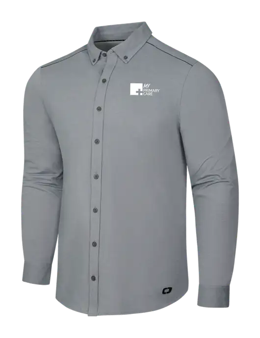 OGIO Medium Grey Heather Modern Code Stretch Button-Up Shirt w/My Primary Care Logo