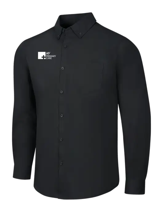 Black Long Sleeve Carefree Poplin Shirt w/My Primary Care Logo