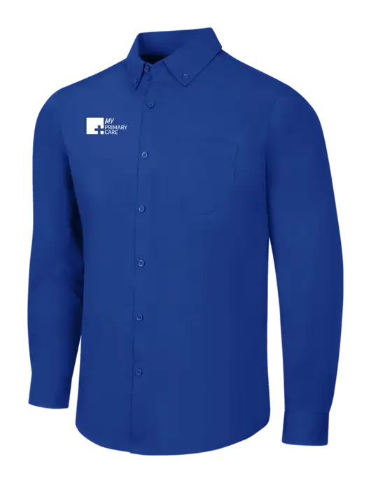 Dark Royal Long Sleeve Carefree Poplin Shirt w/My Primary Care Logo