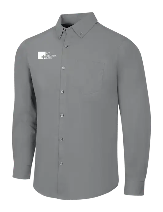 Medium Grey Long Sleeve Carefree Poplin Shirt w/My Primary Care Logo