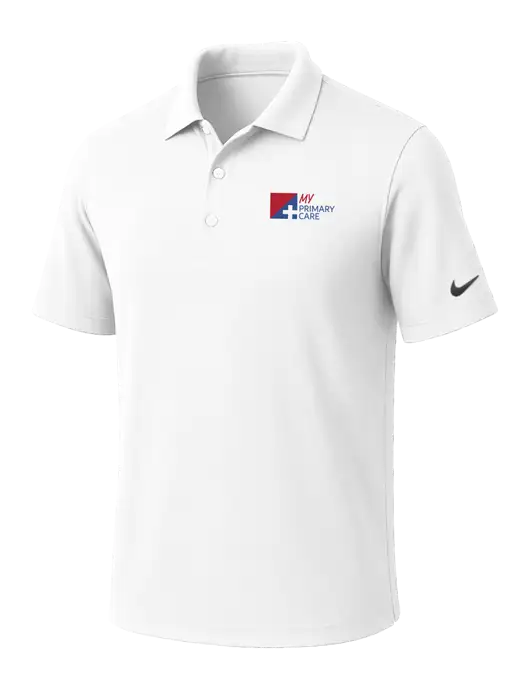 NIKE White Dri-Fit Micro Pique Polo w/My Primary Care Logo