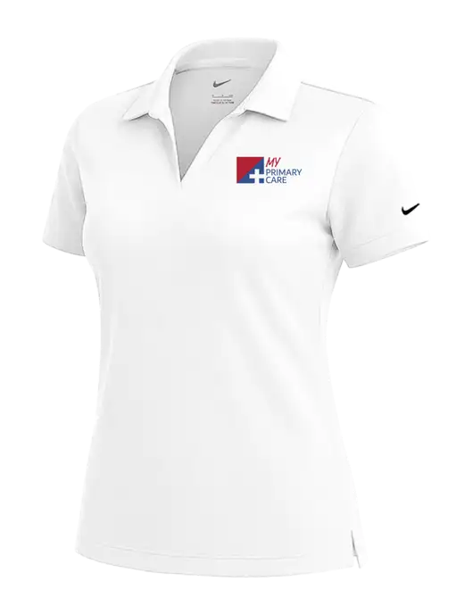 NIKE White Womens Dri-Fit Micro Pique Polo w/My Primary Care Logo