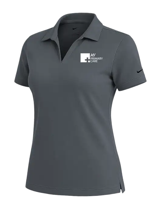 NIKE Dark Grey Womens Dri-Fit Micro Pique Polo w/My Primary Care Logo