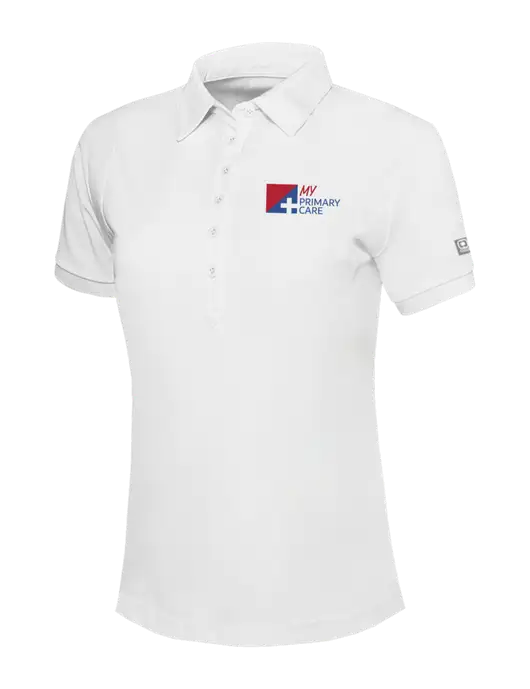 OGIO Womens Bright White Jewel Polo w/My Primary Care Logo