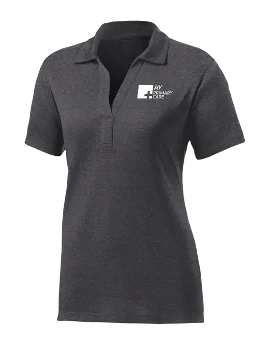 Womens Dark Grey Heather Contender Polo w/My Primary Care Logo