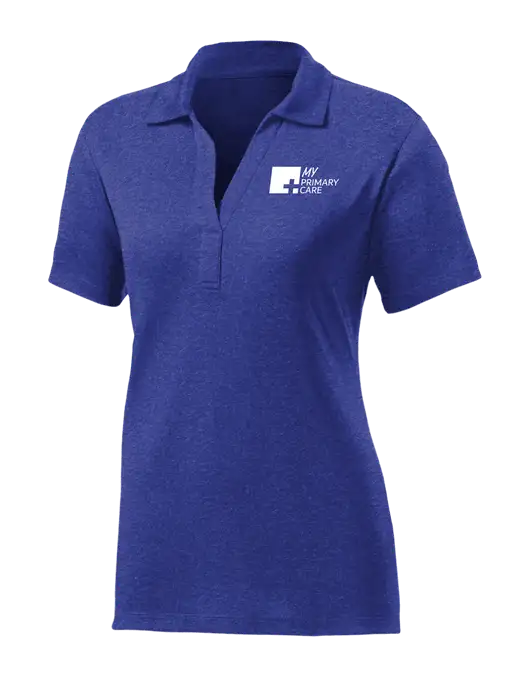 Womens Dark Royal Heather Contender Polo w/My Primary Care Logo