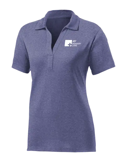 Womens Navy Heather Contender Polo w/My Primary Care Logo
