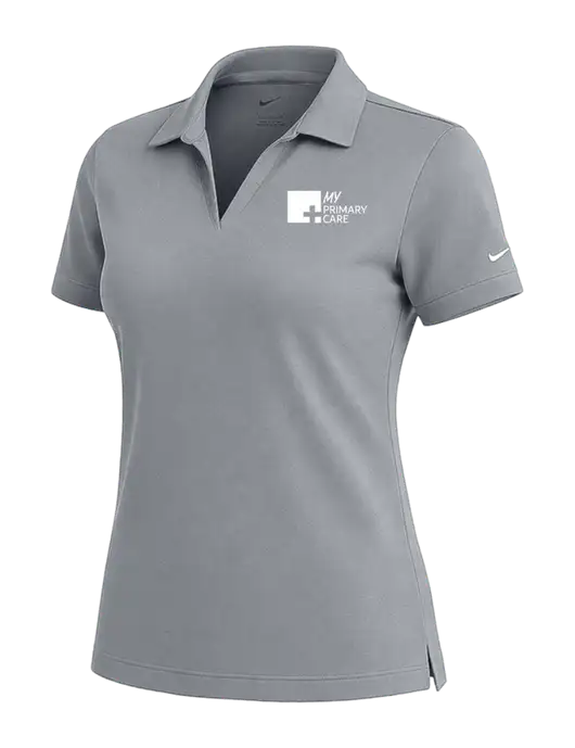 NIKE Medium Grey Womens Dri-Fit Micro Pique Polo w/My Primary Care Logo