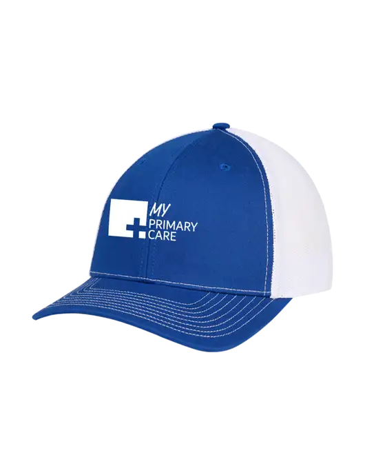 Richardson Adjustable Snapback Original 112 Trucker Cap Royal w/White Mesh w/My Primary Care Logo