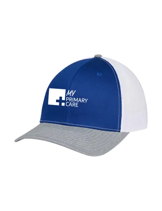 Richardson Adjustable Snapback Original 112 Trucker Cap Royal/HeatherGrey/White Mesh w/My Primary Care Logo