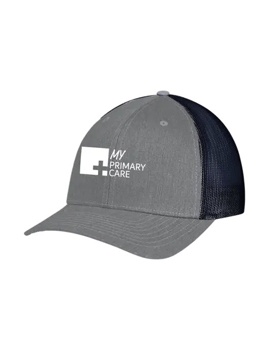 Richardson Adjustable Snapback Original 112 Trucker Cap Heather Grey w/Navy Mesh w/My Primary Care Logo