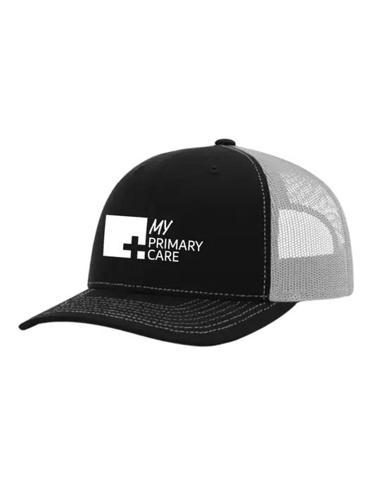 Richardson Adjustable Snapback Original 112 Trucker Cap Black w/White Mesh w/My Primary Care Logo