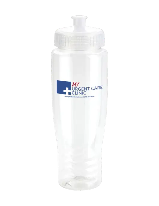 Roam Clear 28 oz Eco-Polyclear Bottle with Push Pull Lid w/My Urgent Care Schertz Logo