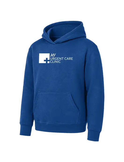 Youth Royal 7.8 oz Pullover Hooded Sweatshirt w/My Urgent Care Logo