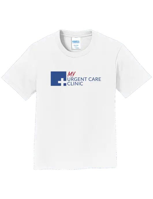Youth Ring Spun White 4.5 oz T-Shirt w/My Urgent Care Logo