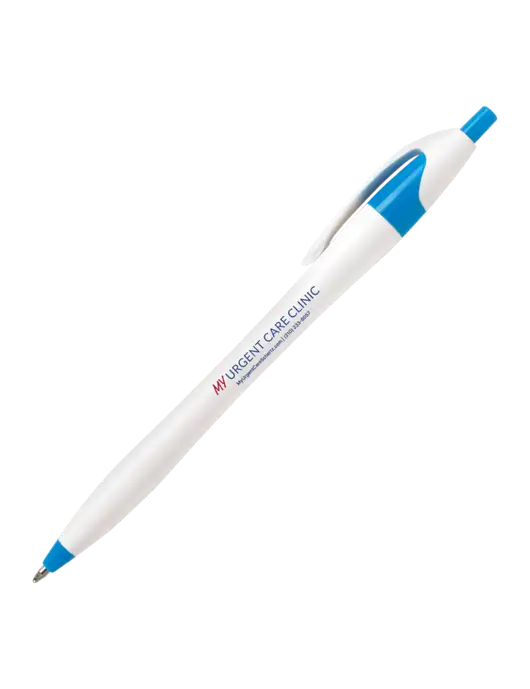 Novella Sapphire Blue/White Splash Pen - Blue Ink w/My Urgent Care Schertz Logo